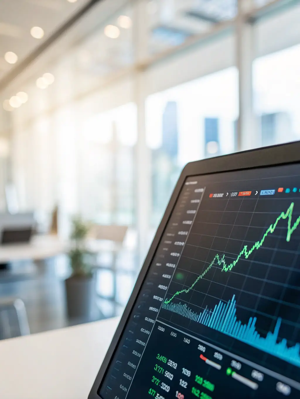 A graph showing financial data trending upwards with a shield overlayed, representing the protection of financial assets through risk management.